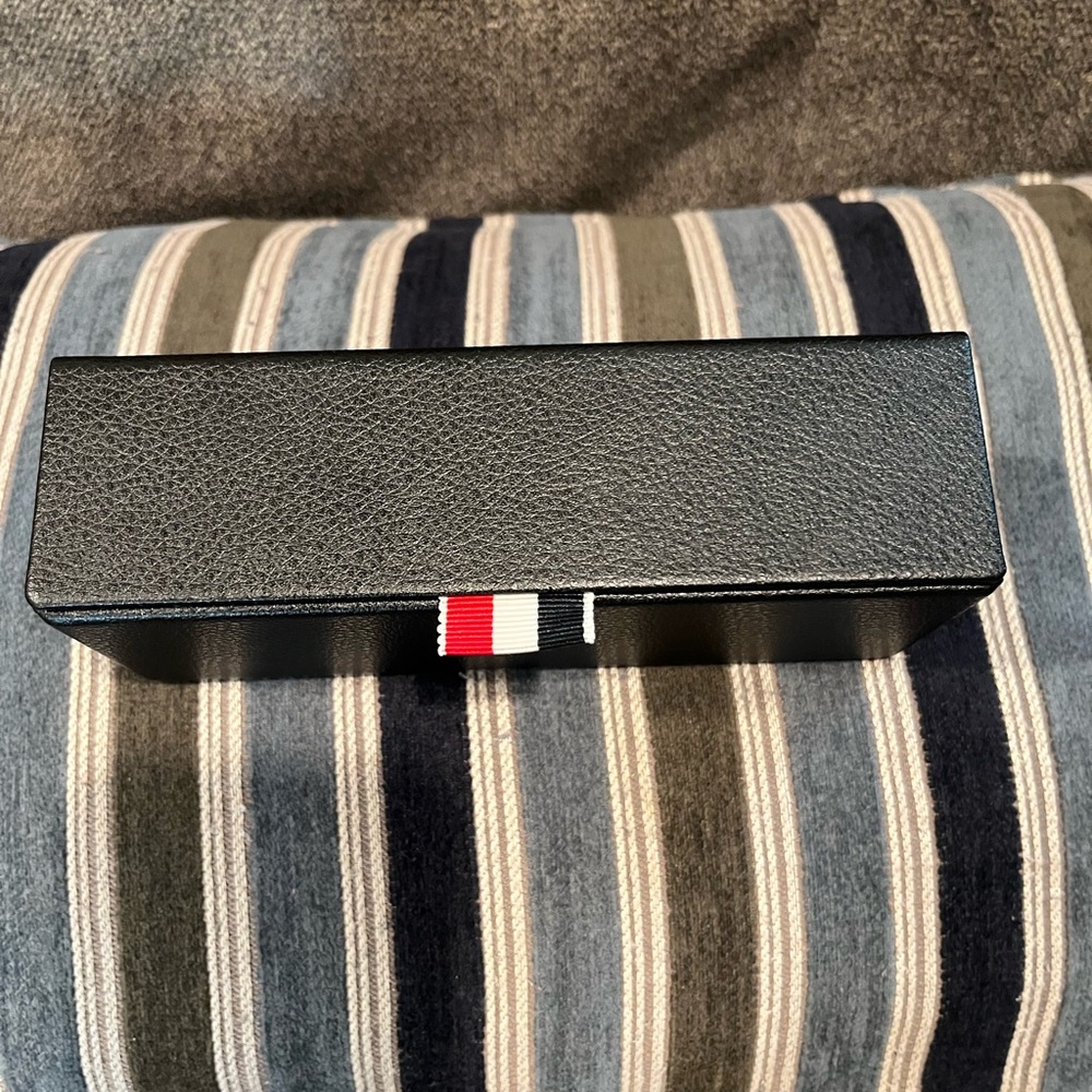 Thom Browne Black Leather Box with Signature Stripe